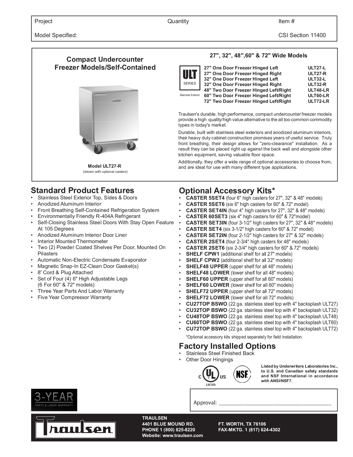 Traulsen ULT27-L User Manual