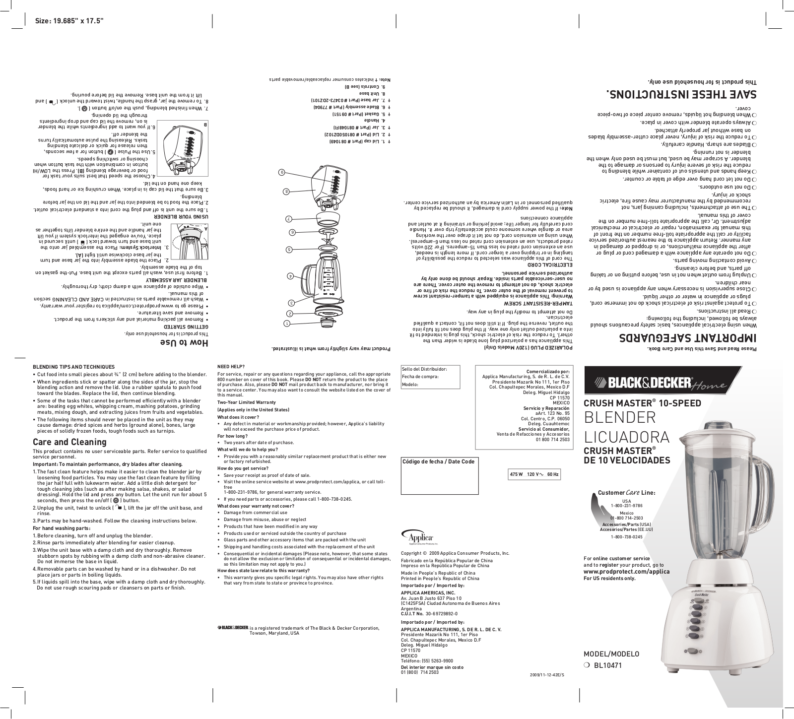 Black & Decker BL10471 User Manual