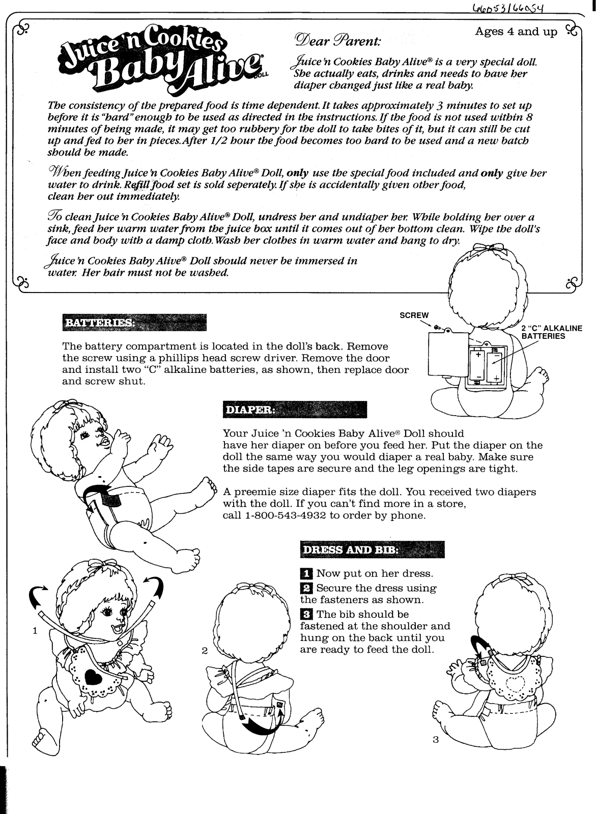 HASBRO Juice n' Cookies Baby Alive User Manual