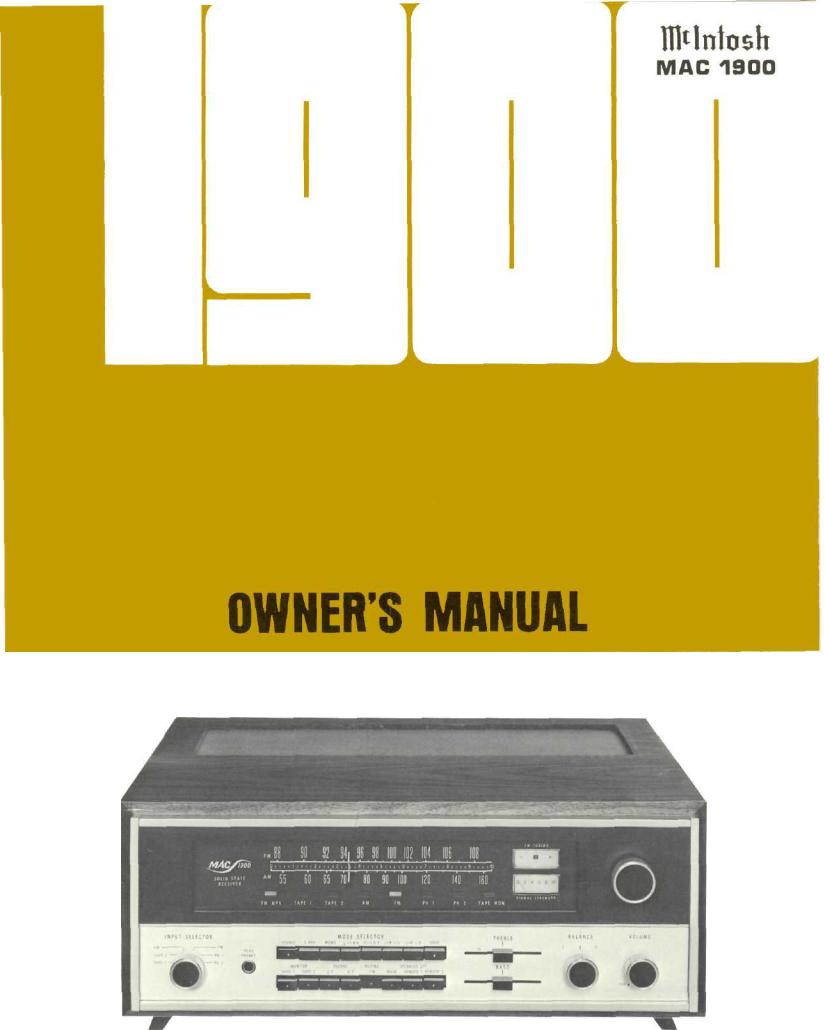 McIntosh MAC-1900 Owners manual