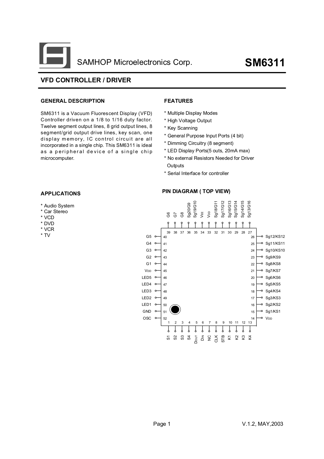 SamHop Microelectronics SM6311 Datasheet