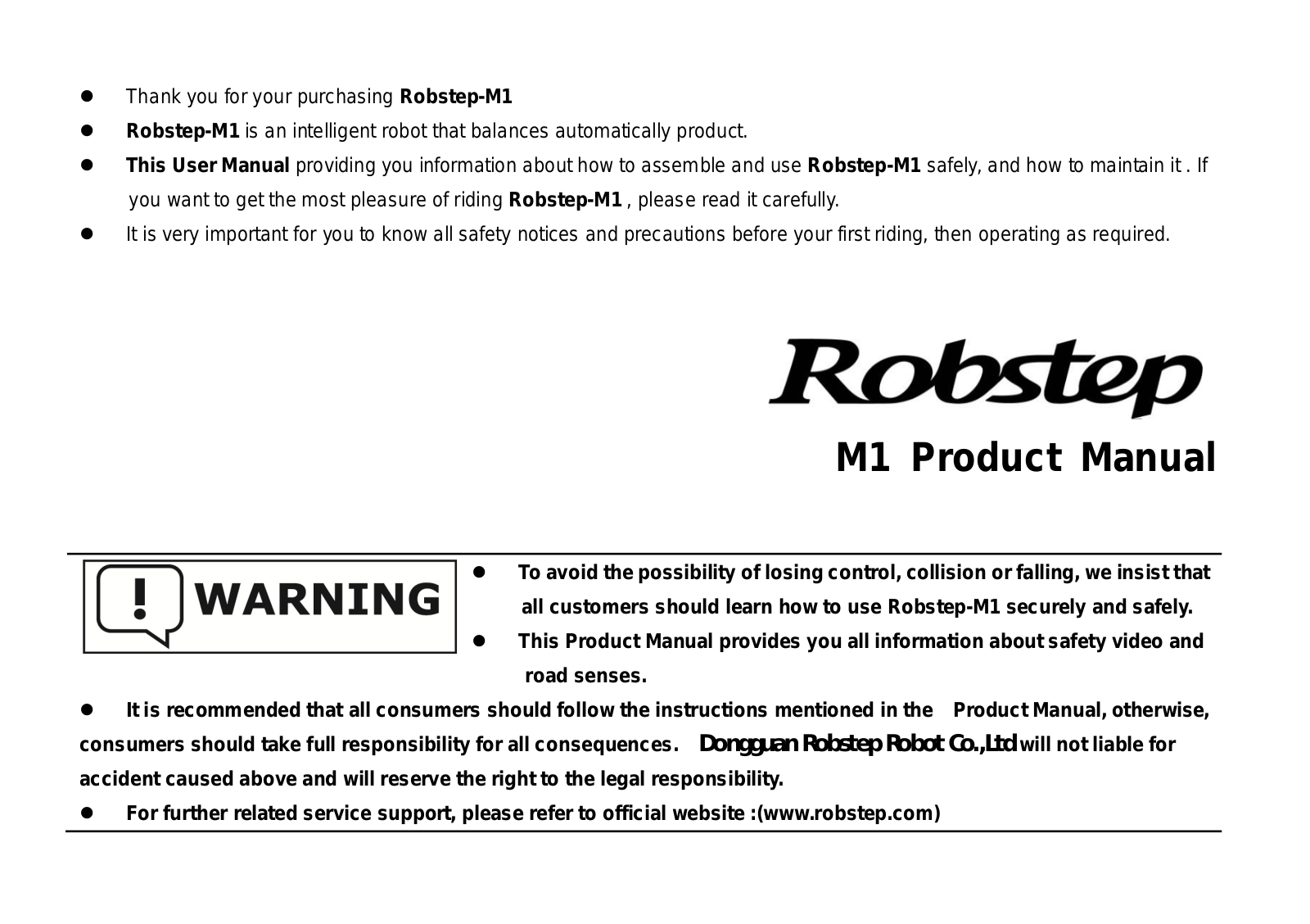 Dongguan Robstep Robot M1IOS Users Manual