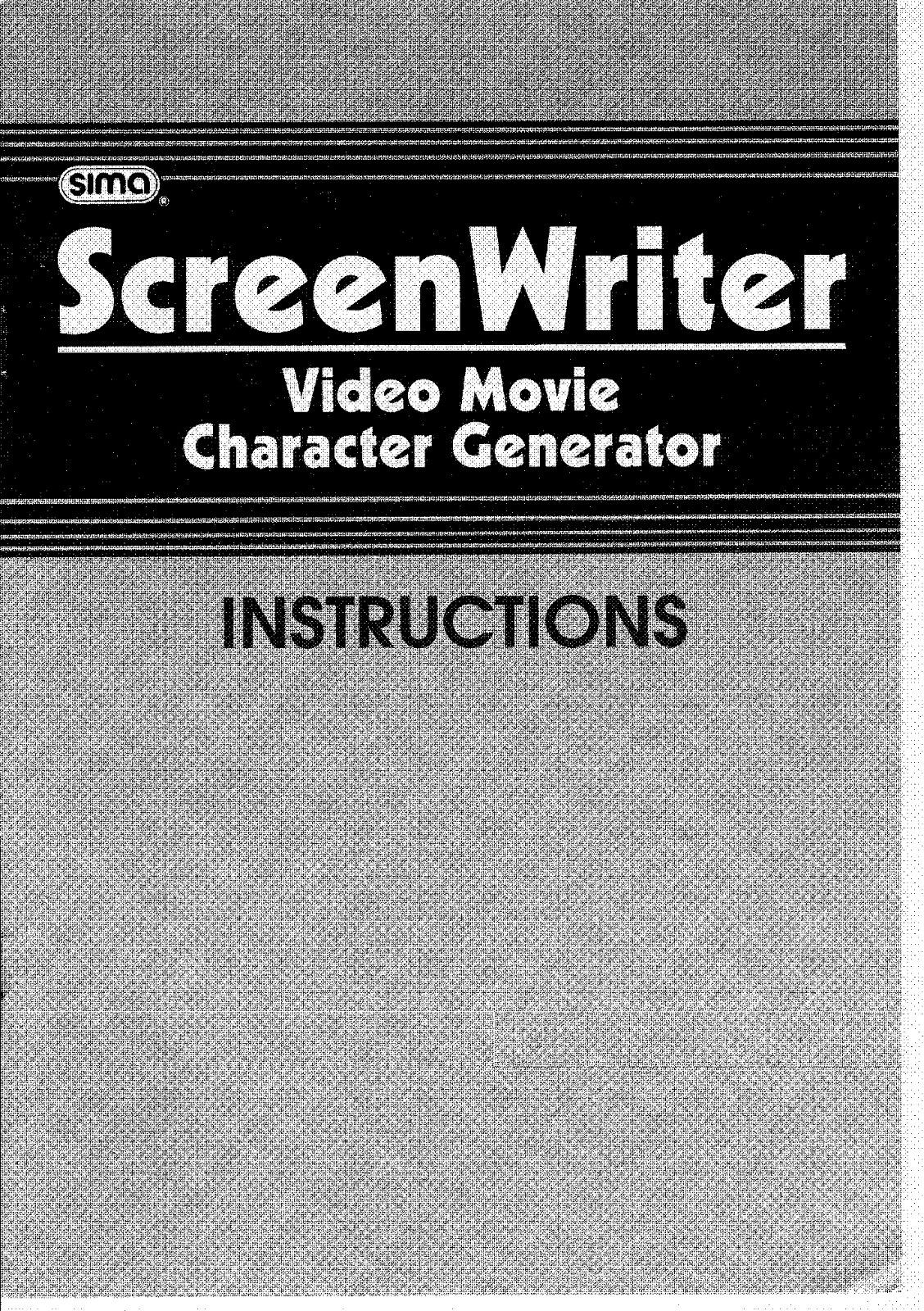 Sima SCG ScreenWriter User Manual