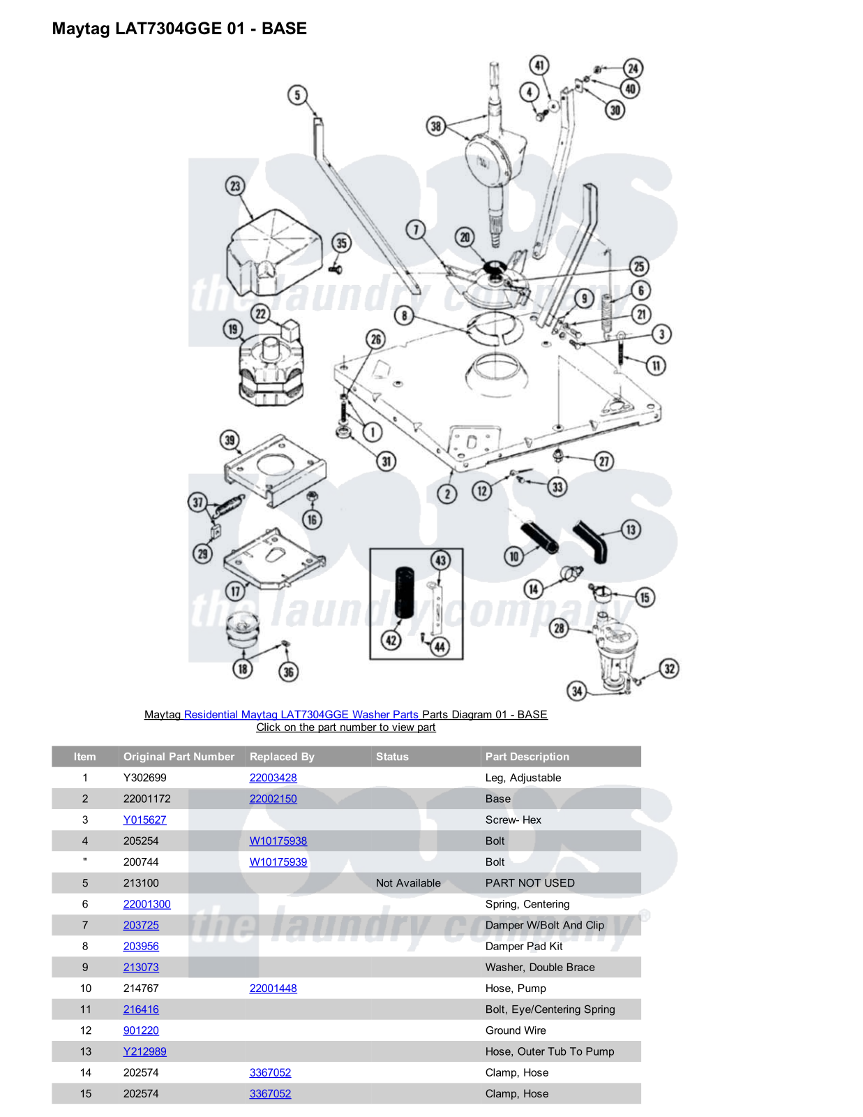 Maytag LAT7304GGE Parts Diagram