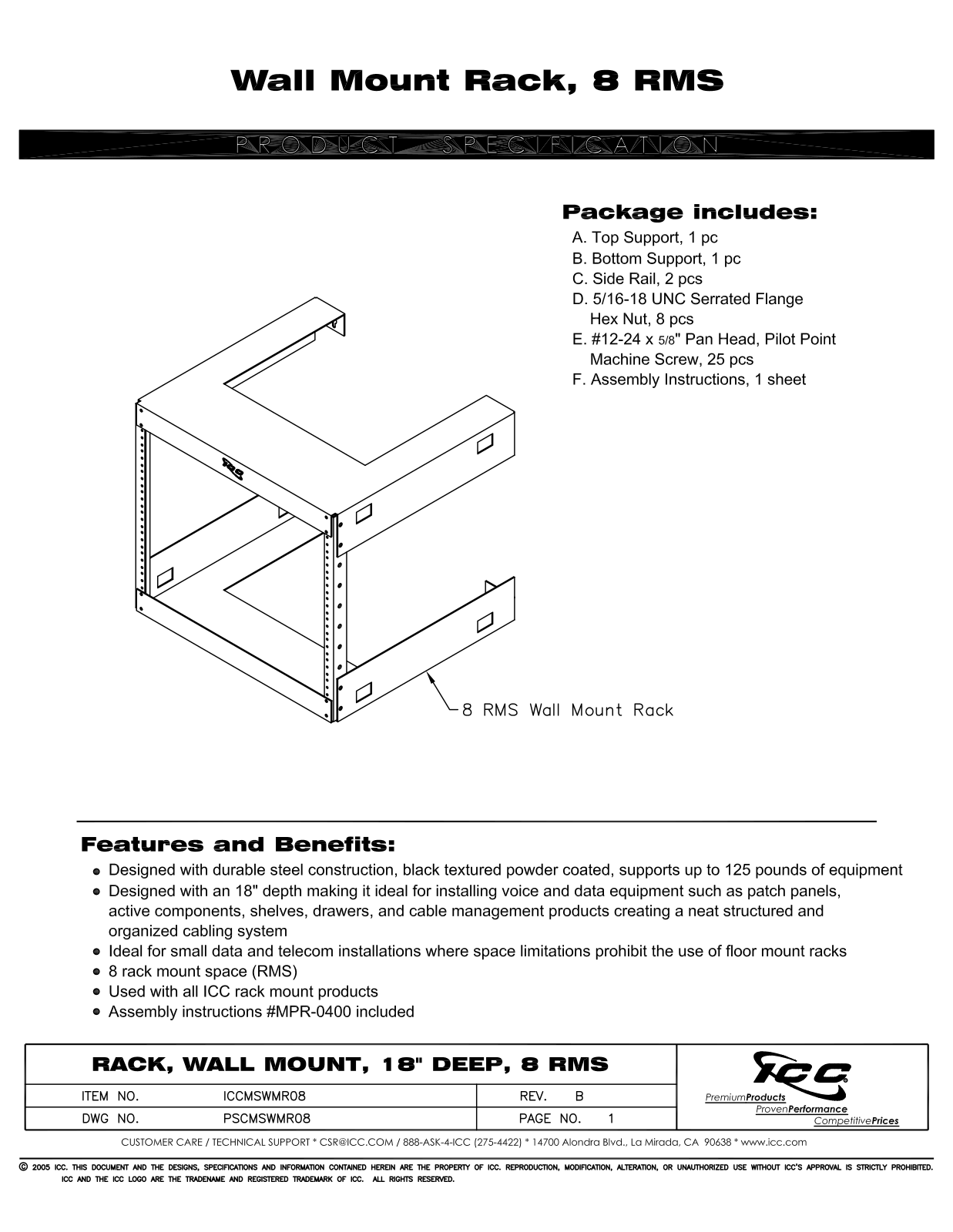 ICC ICCMSWMR08 Specsheet