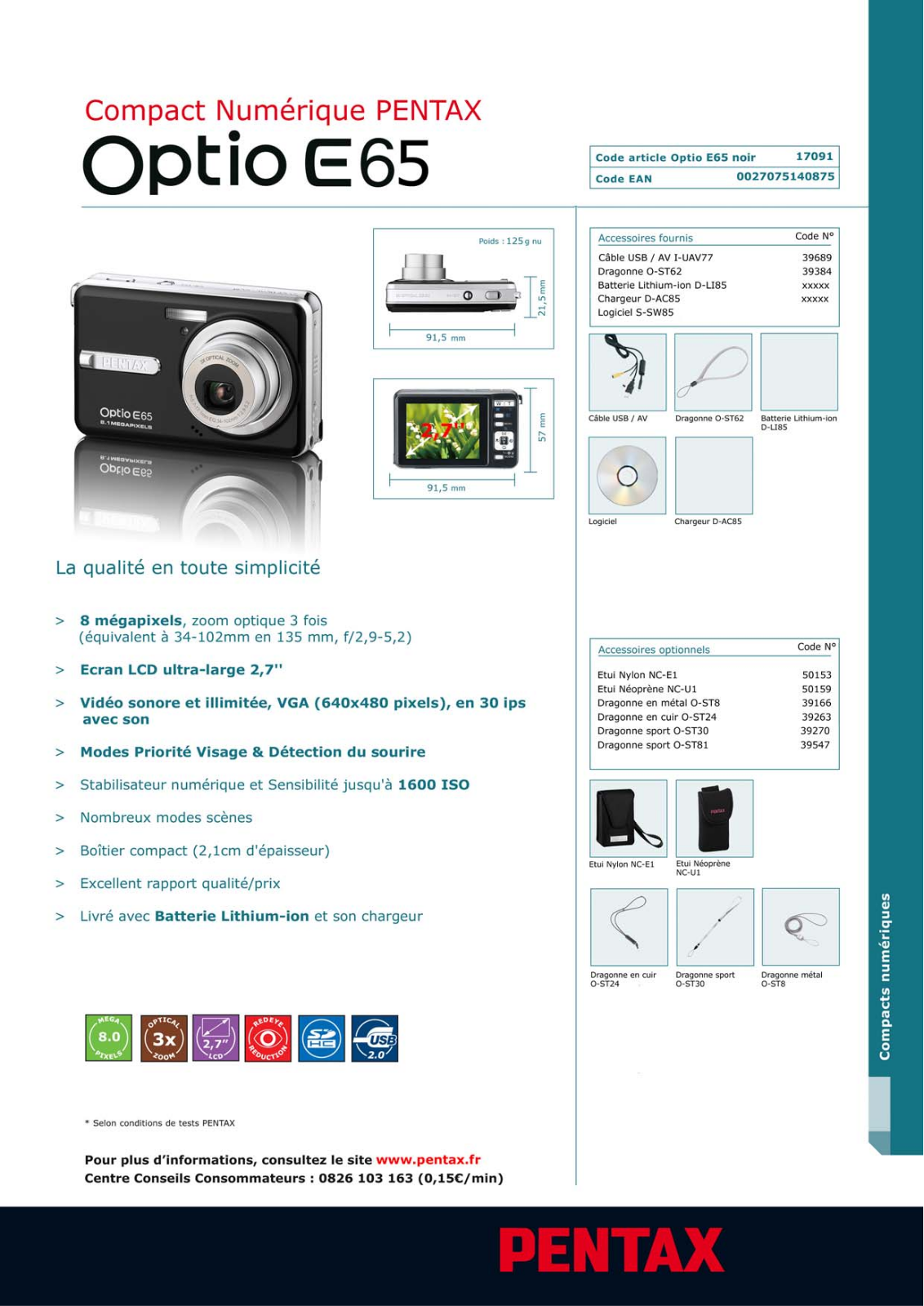 PENTAX OPTIO E65 User Manual