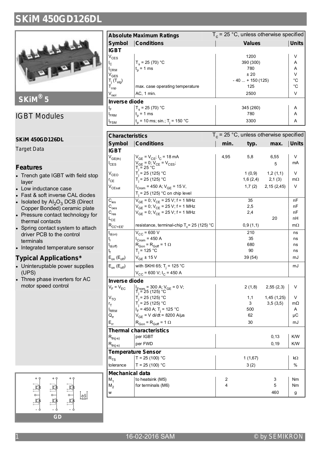 Semikron SKIM450GD126DL Data Sheet