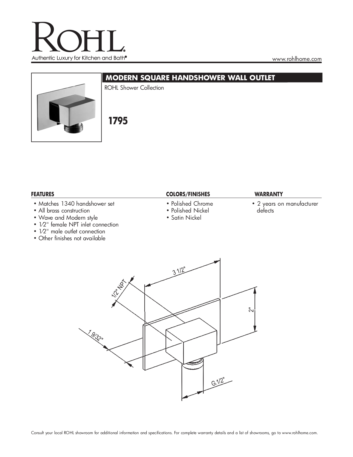 Rohl 1795STN User Manual