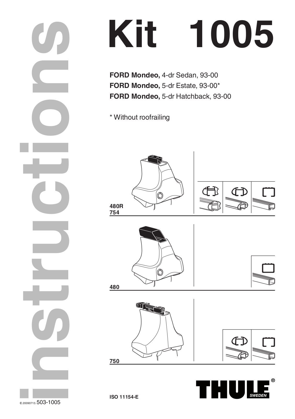 Thule 1005 Instructions Manual