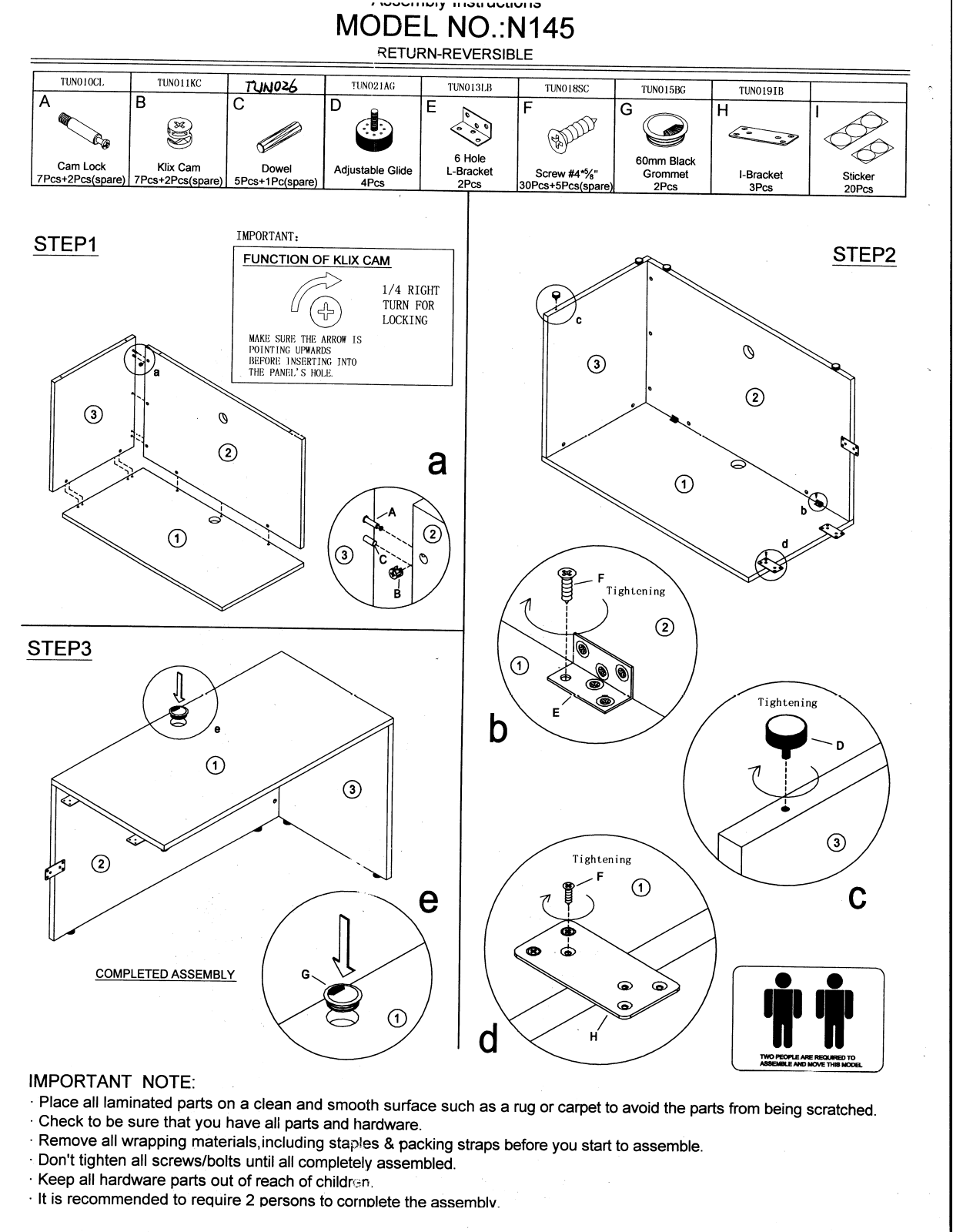 Boss N145DW Assembly Guide