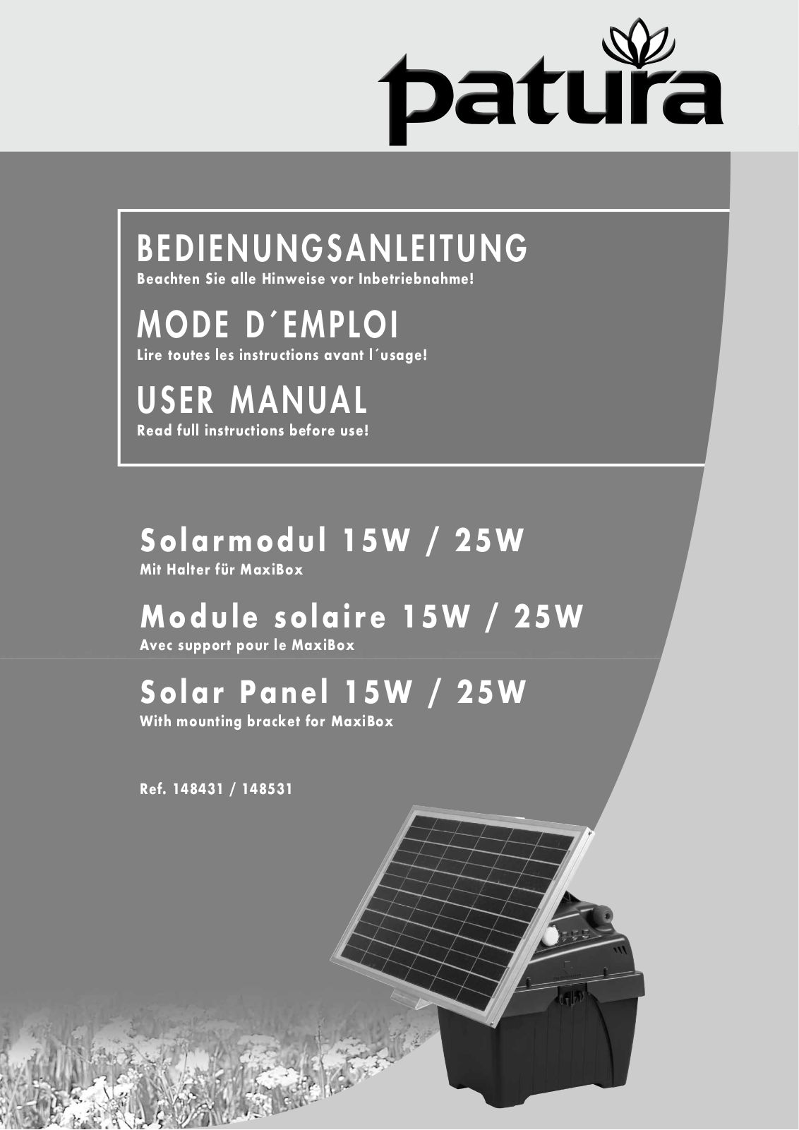 patura Solar Panel 25W, Solar Panel 15W User Manual