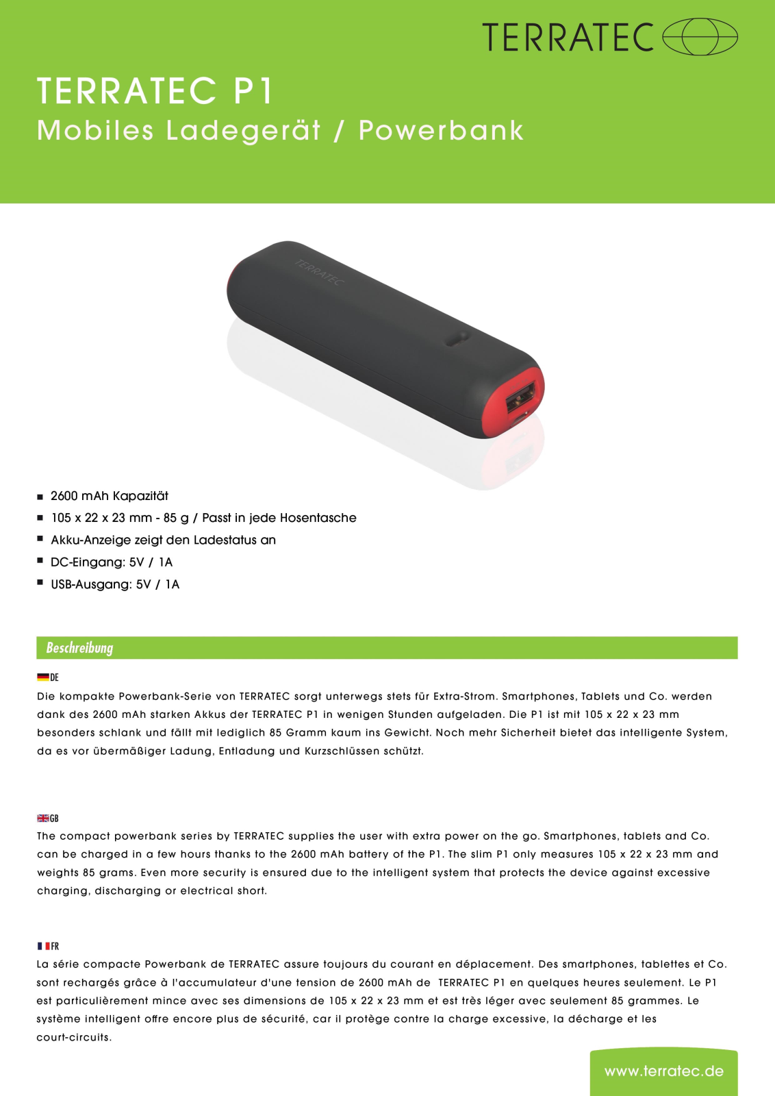 TerraTec Powerbank P1 User Manual