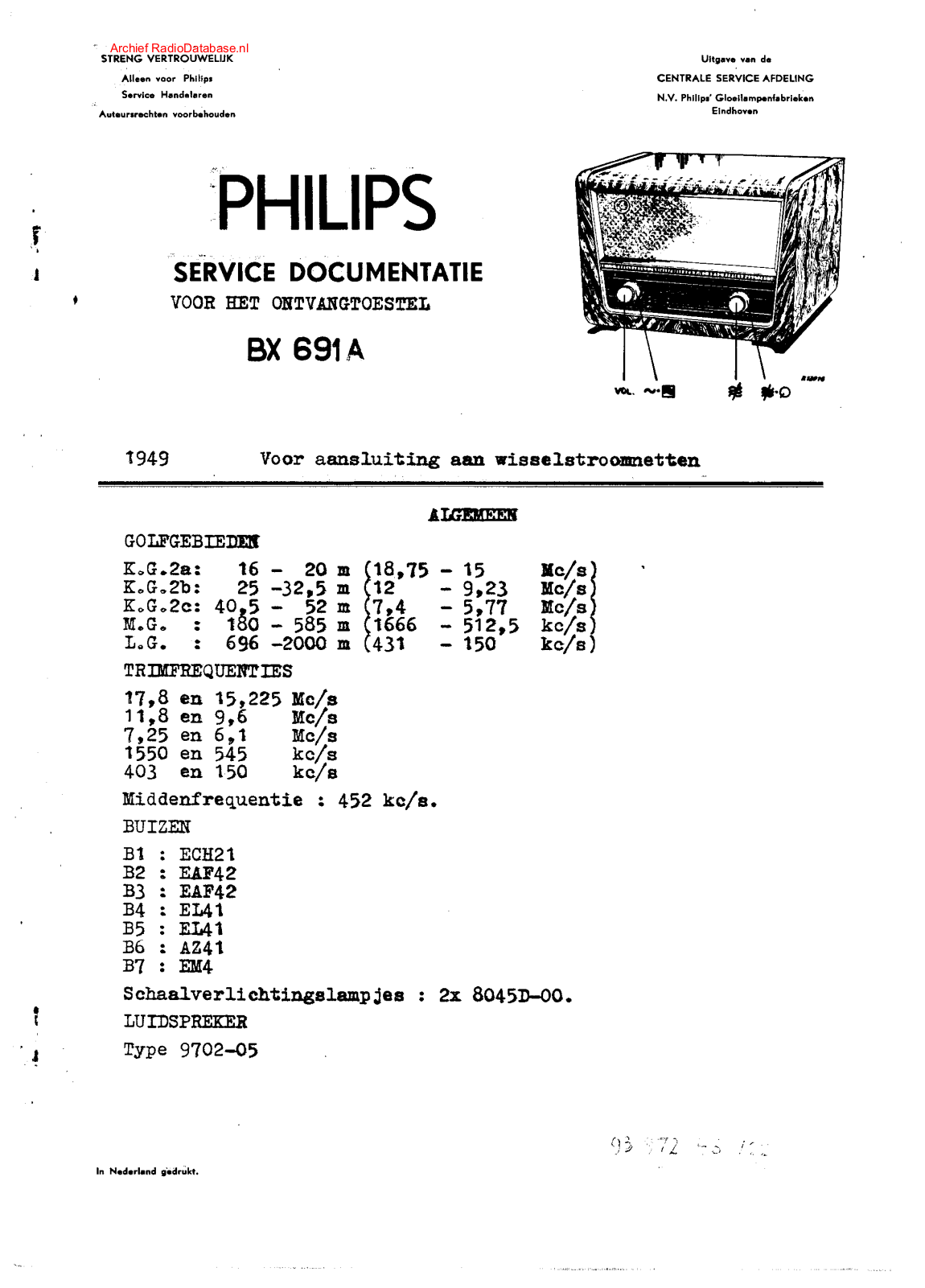 Philips BX691A Schematic