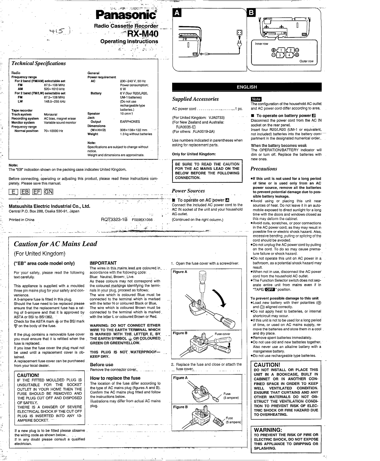 Panasonic RX-M40 User Manual