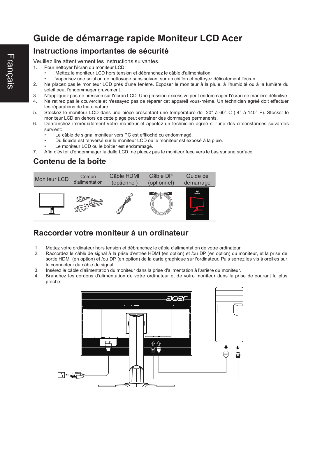 Acer LCD-Monitor Quick Start Guide