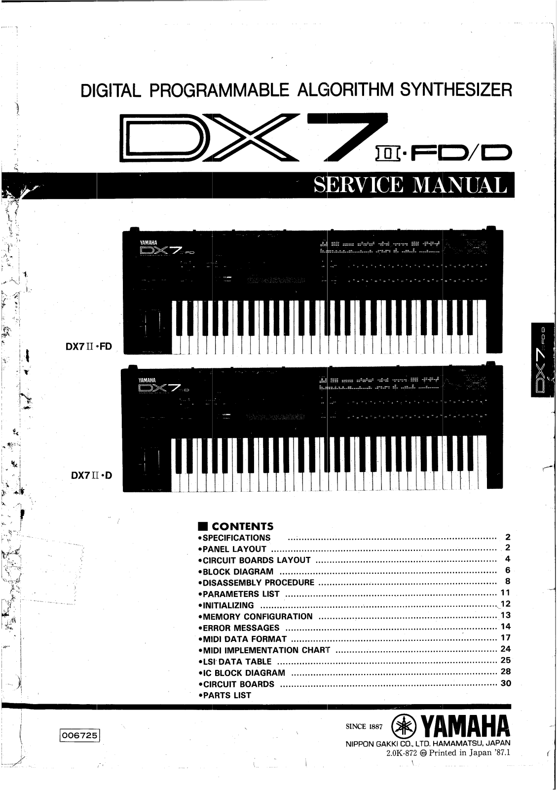 Yamaha DX7 II FD User Manual