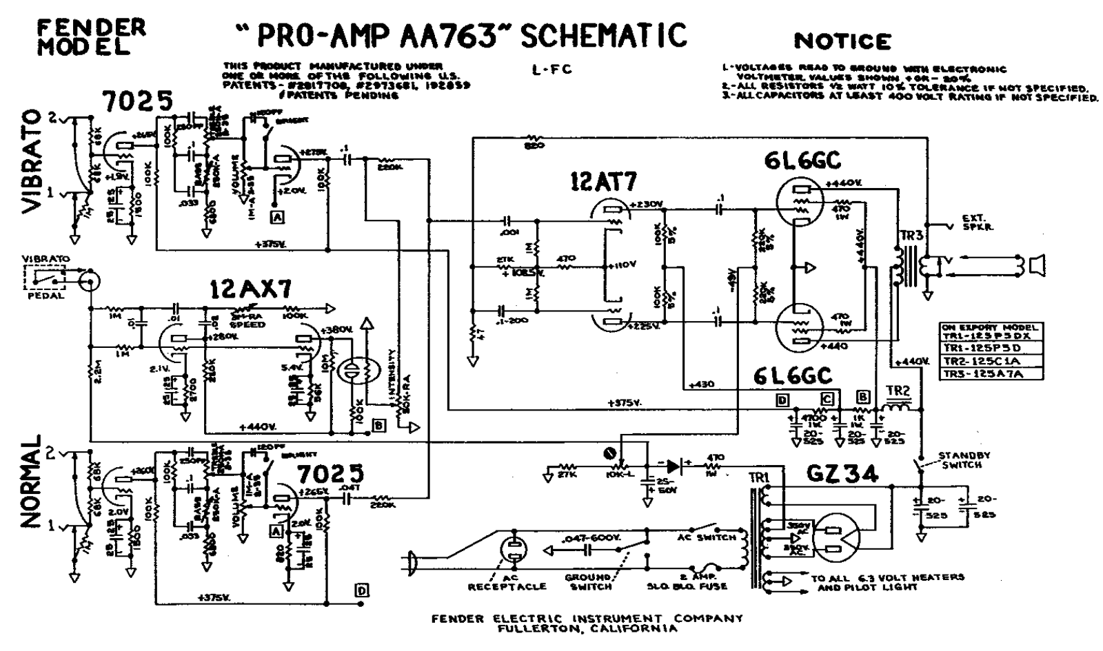 Fender Pro-AA763 Schematic