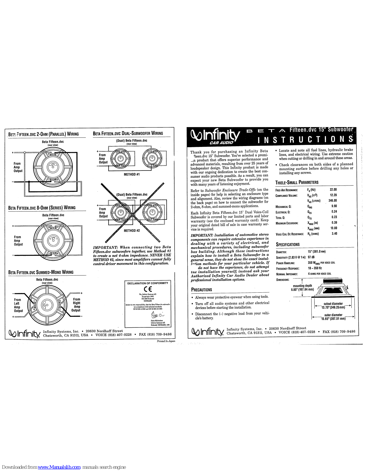 Infinity Beta 15 User Manual - ManualMachine.com