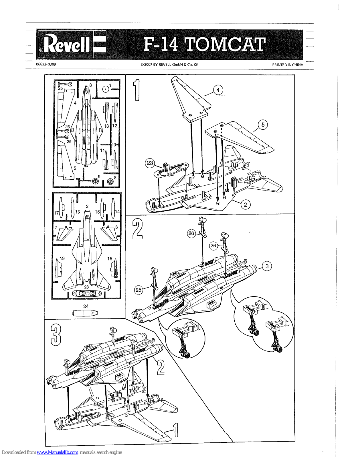 REVELL F-14 Tomcat Assembly Instructions Manual