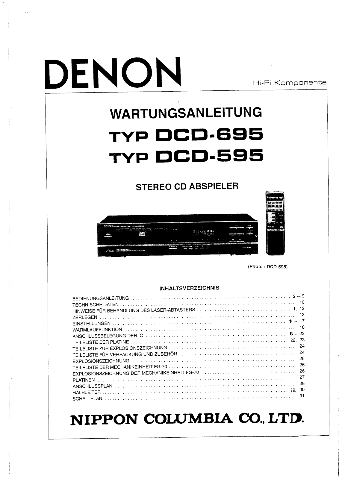 Denon DCD-595, DCD-695 Service Manual