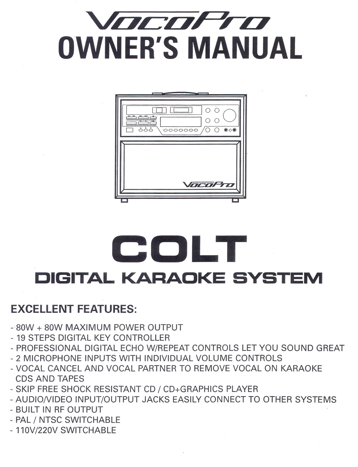 VocoPro COLT Owner's Manual