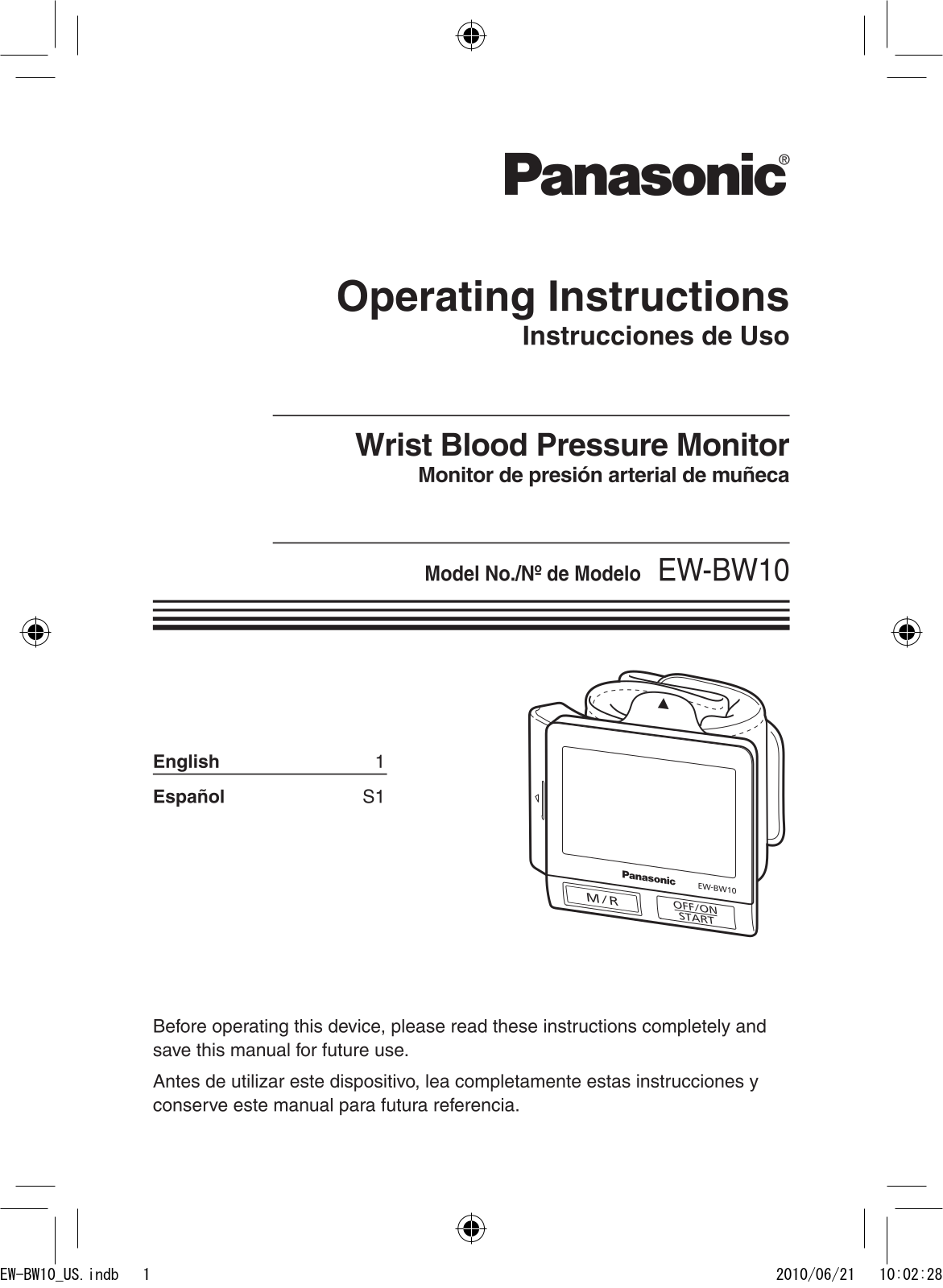Panasonic ew-bw10 Operation Manual