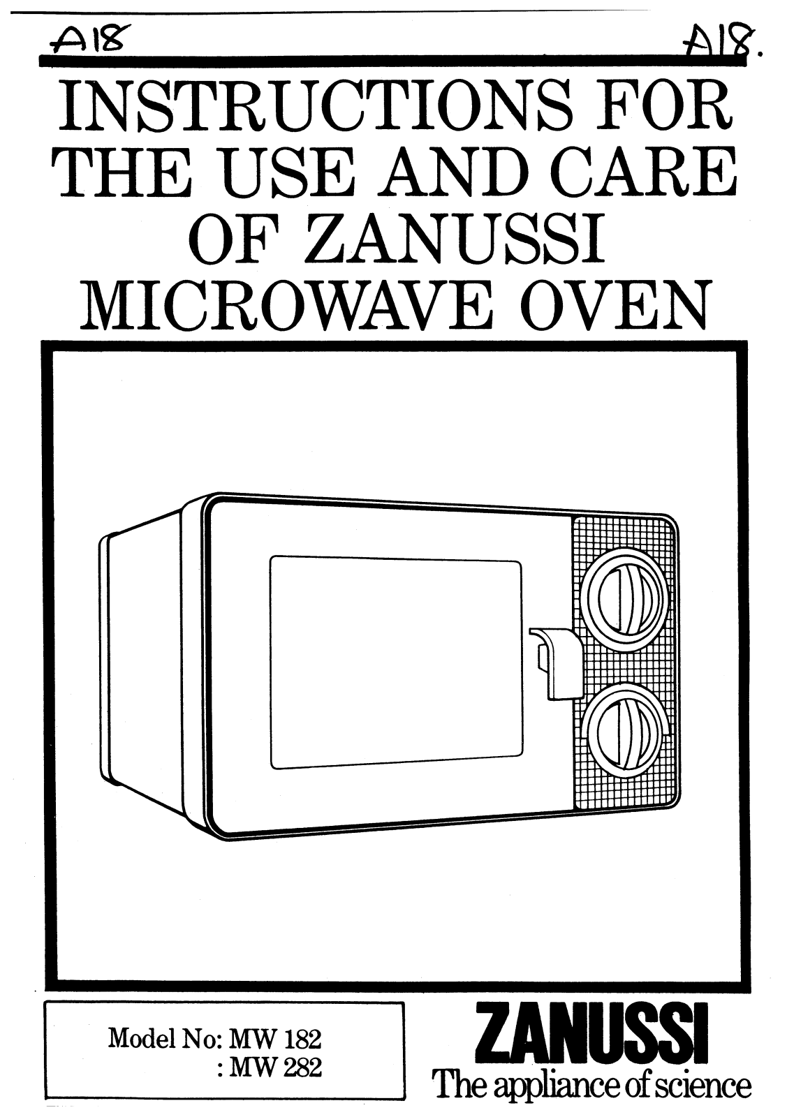 Zanussi MW282, MW182 User Manual