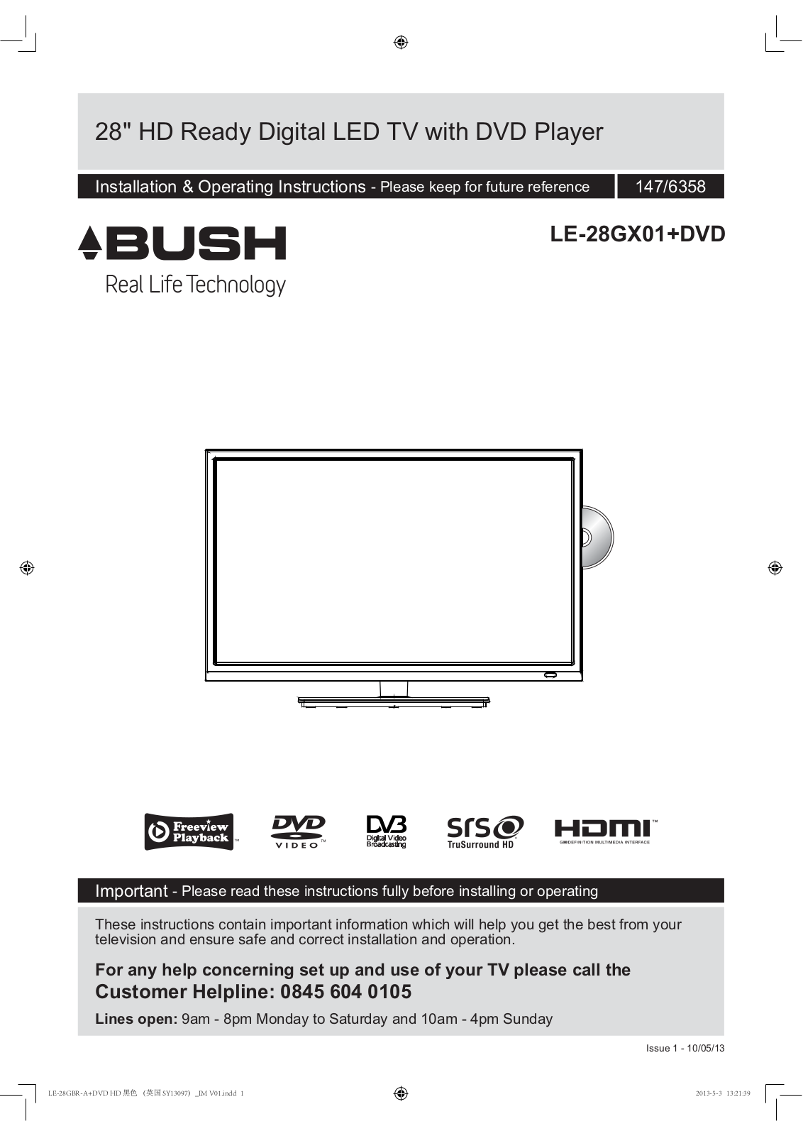 Bush LE-28GX01+DVD Instruction manual