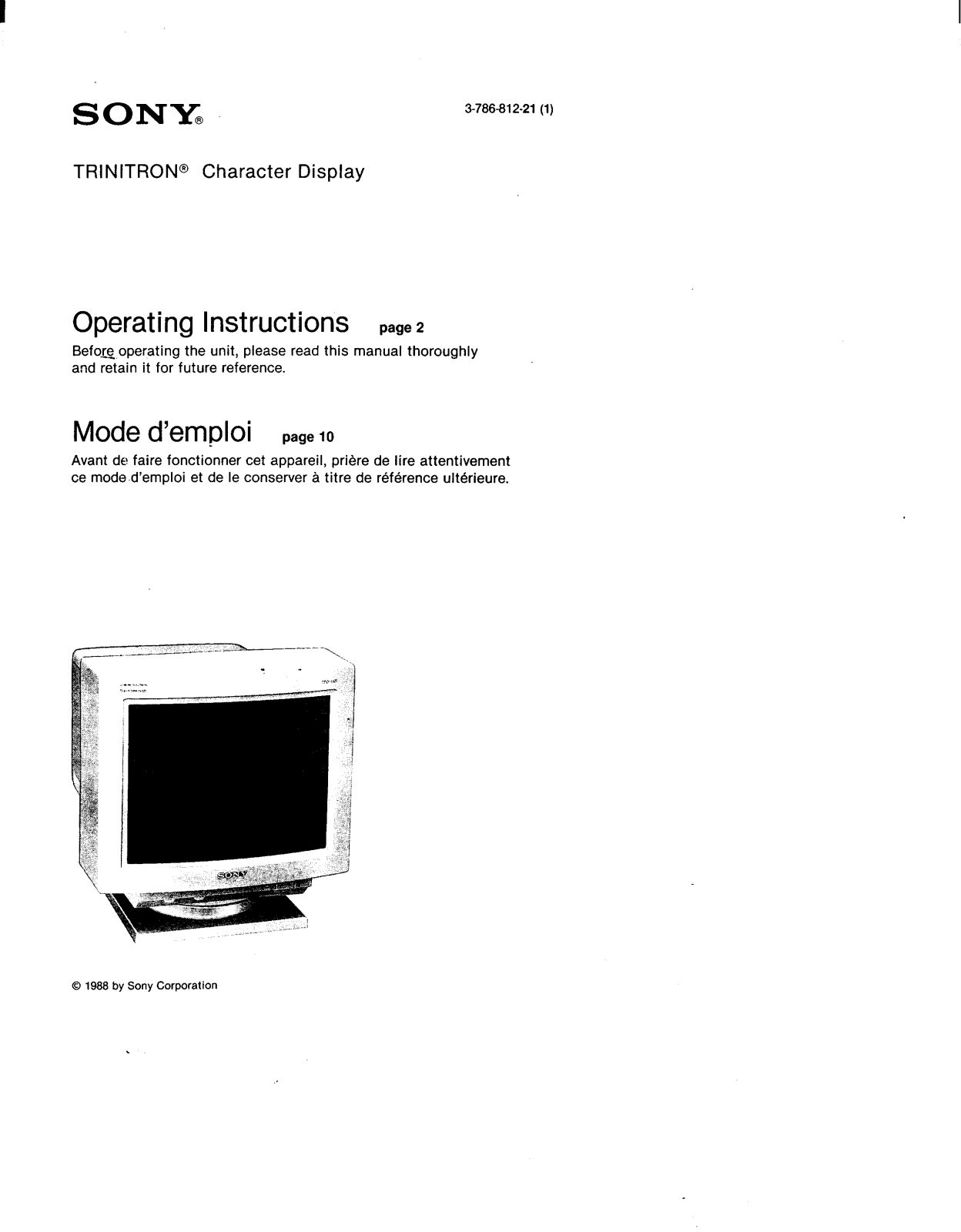 Sony CPD-1320UC2 Operating Instructions