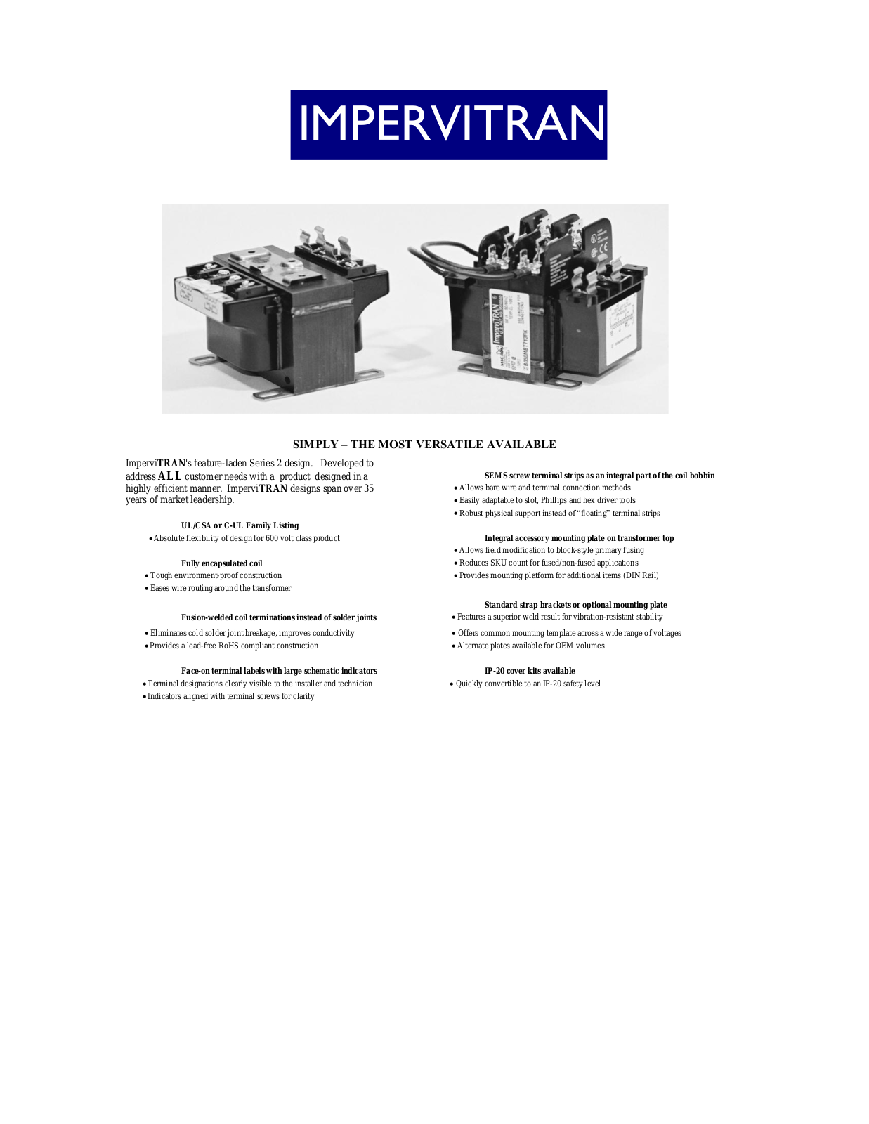 Micron Industries IMPERVITRAN General Product Line Information