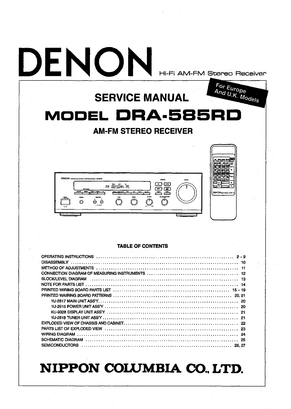 Denon DRA-585RD Service Manual
