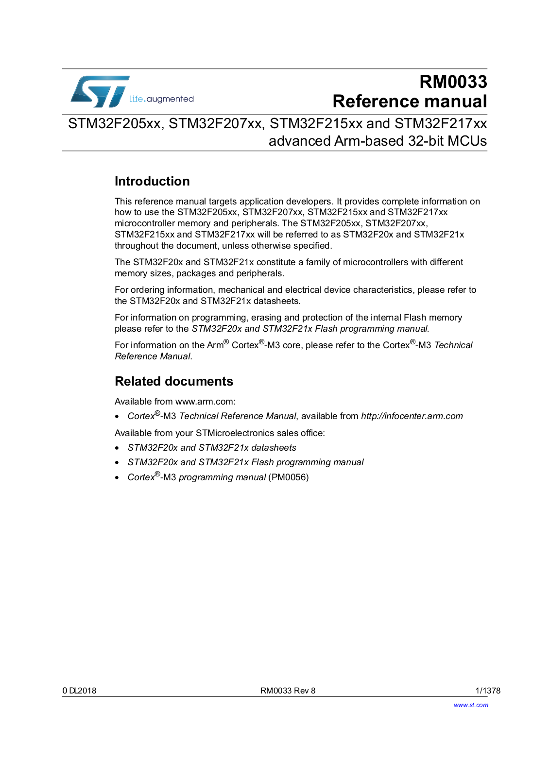 Datasheet STM32F205 series, STM32F207 series, STM32F215 series, STM32F217 series Datasheet (ST) - ManualMachine.com