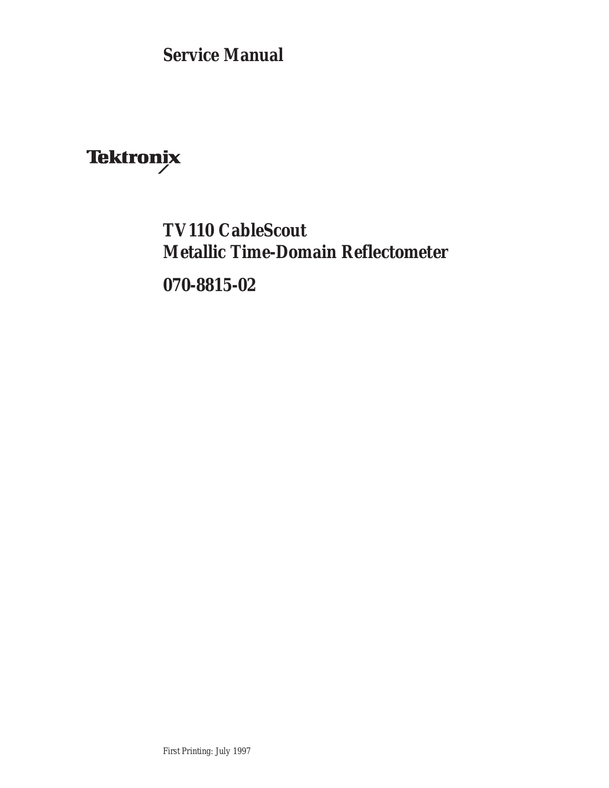 Tektronix TV110 Service Manual