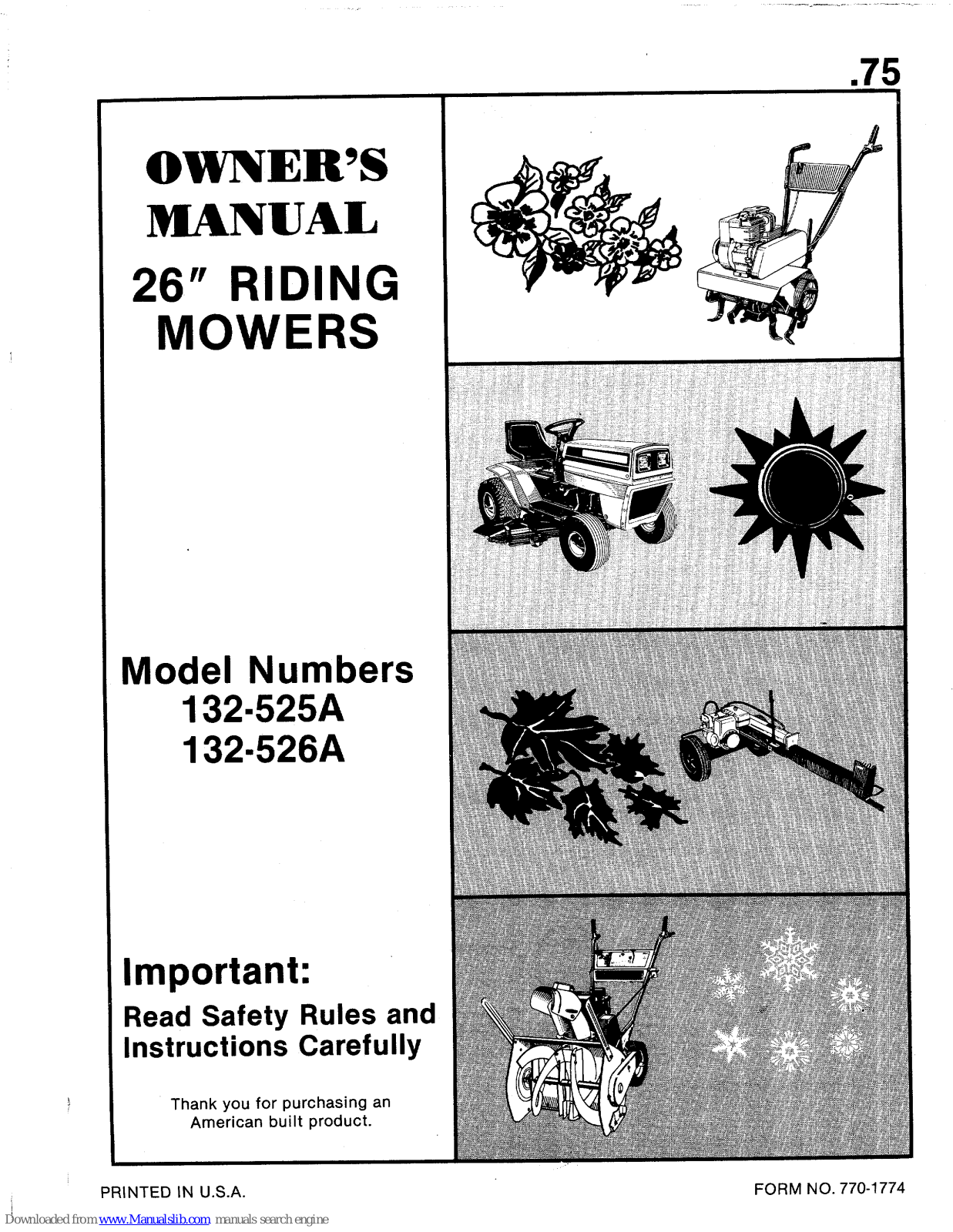 MTD 132-525A, 132-526A Owner's Manual