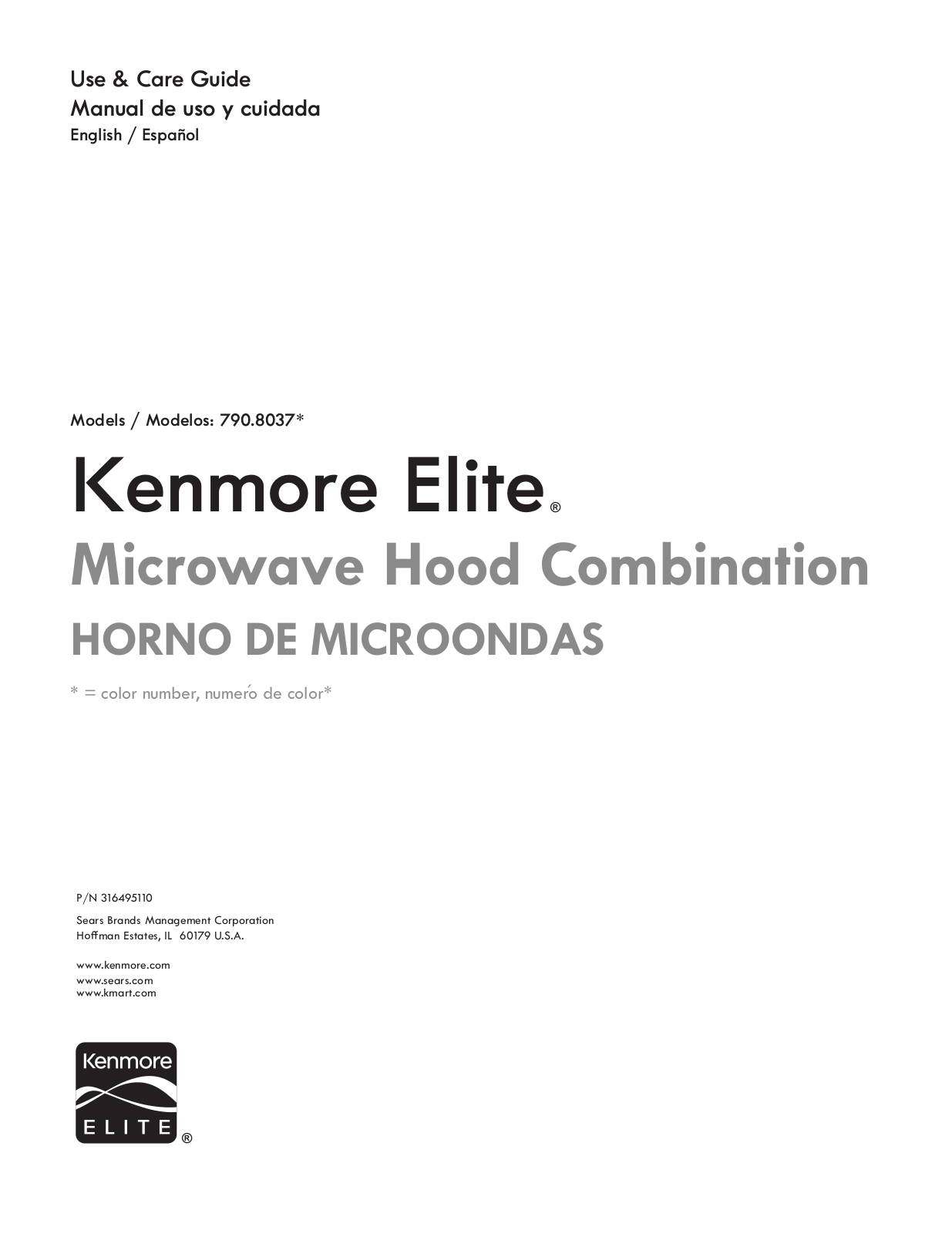 Kenmore Elite 1.8 cu ft Over-the-Range Microwave Owner's Manual