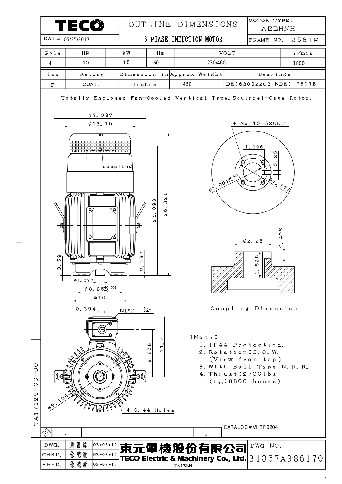 Teco VHTP0204 Reference Drawing