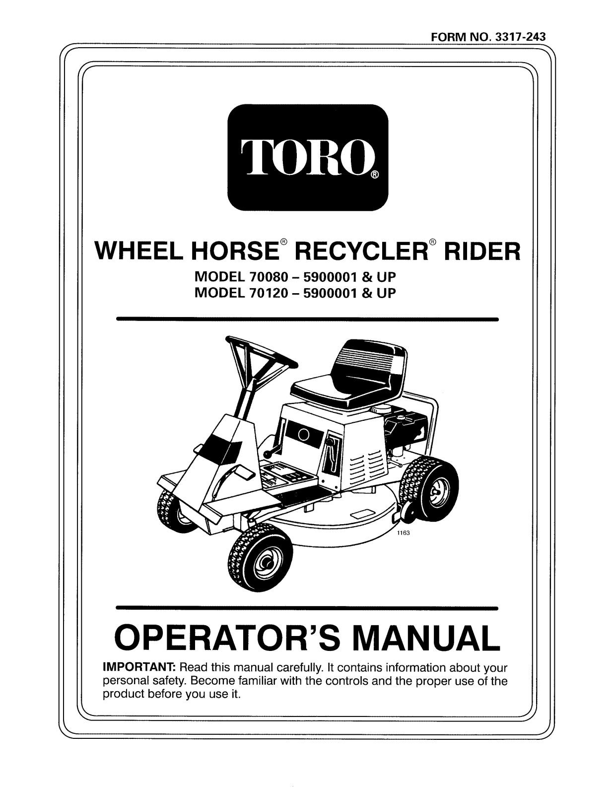 Toro 70080, 70120 Operator's Manual