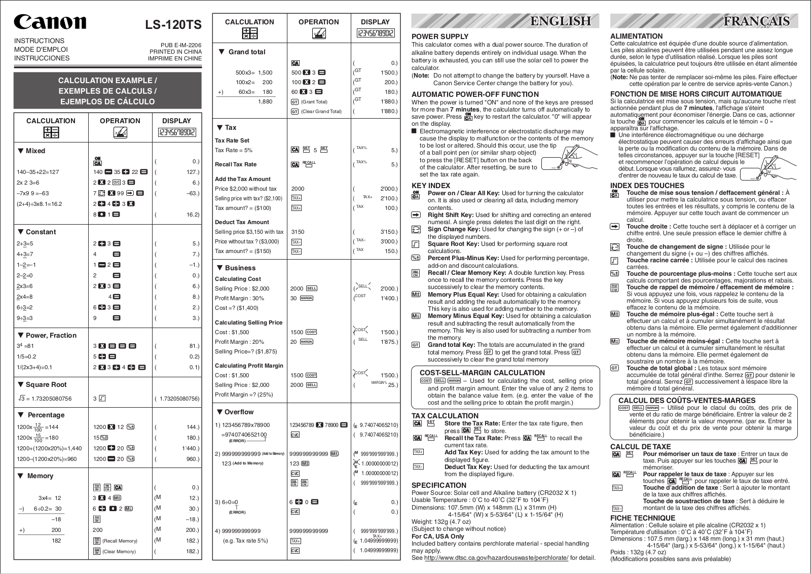 Canon LS-120TS User Manual