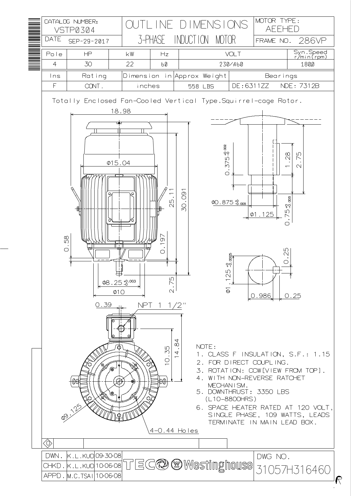 Teco VSTP0304 Reference Drawing