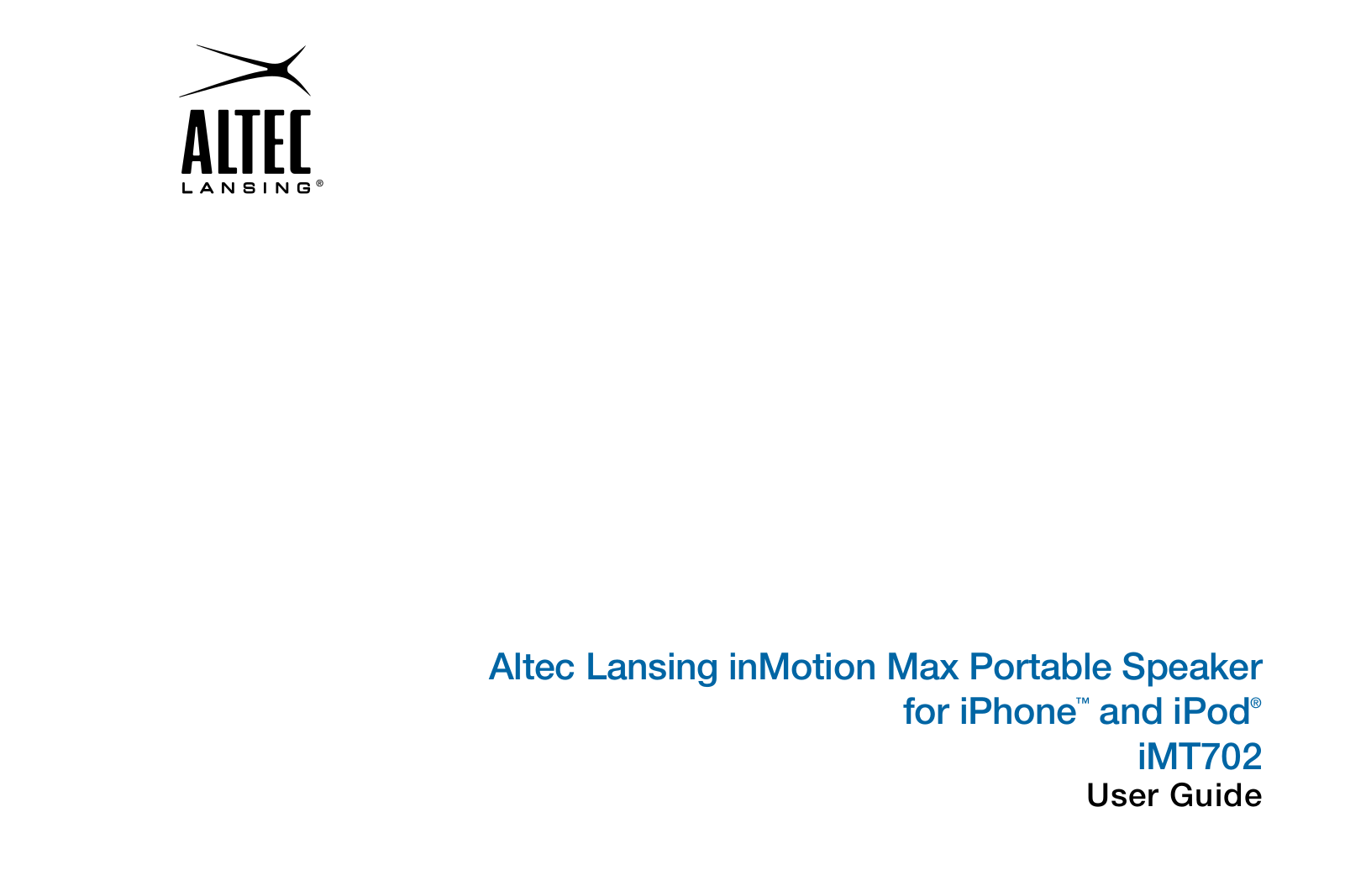 Altec Lansing iMT702 User Manual