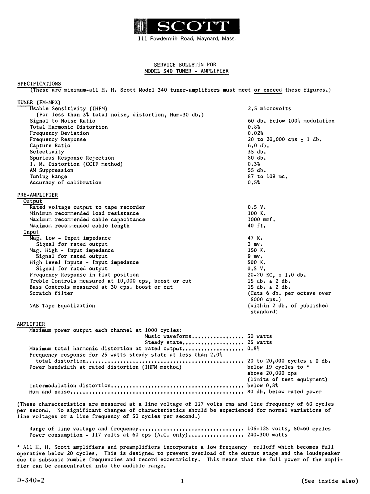 H.H. Scott 340 Service manual