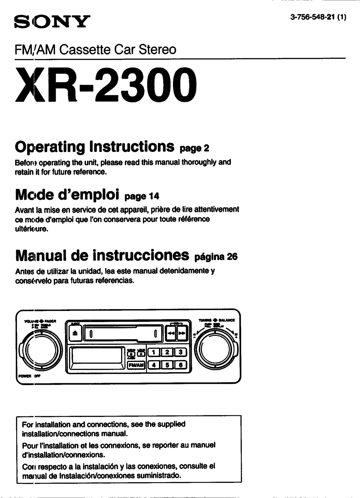 Sony XR-2300 User Manual