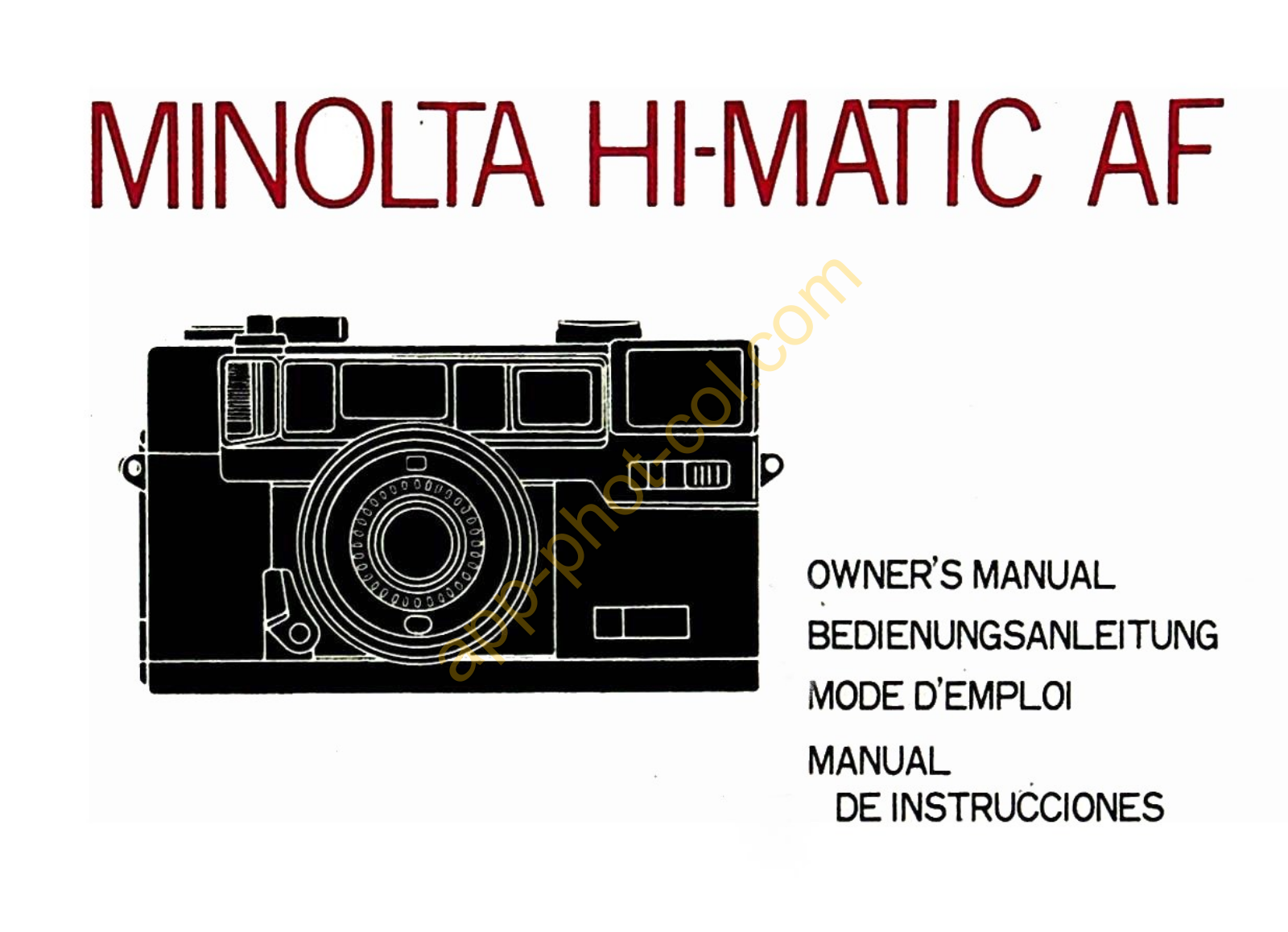 Minolta Hi-Matic AF Owner's Guide