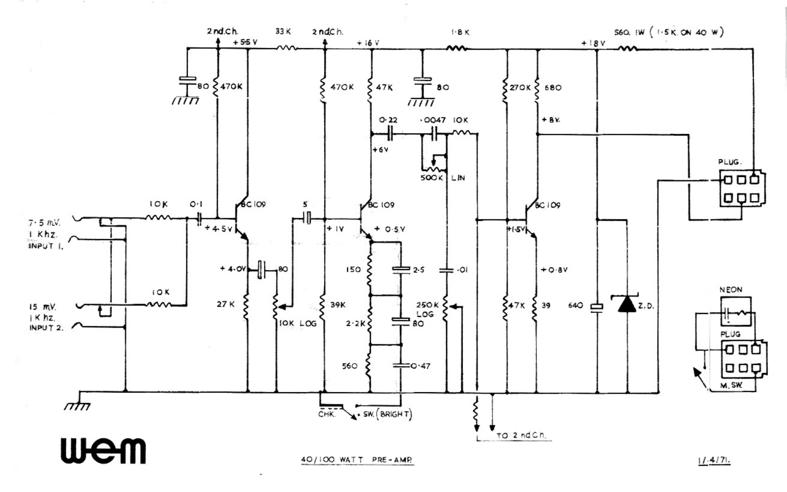 Watkins wem ss pa 100w schematic