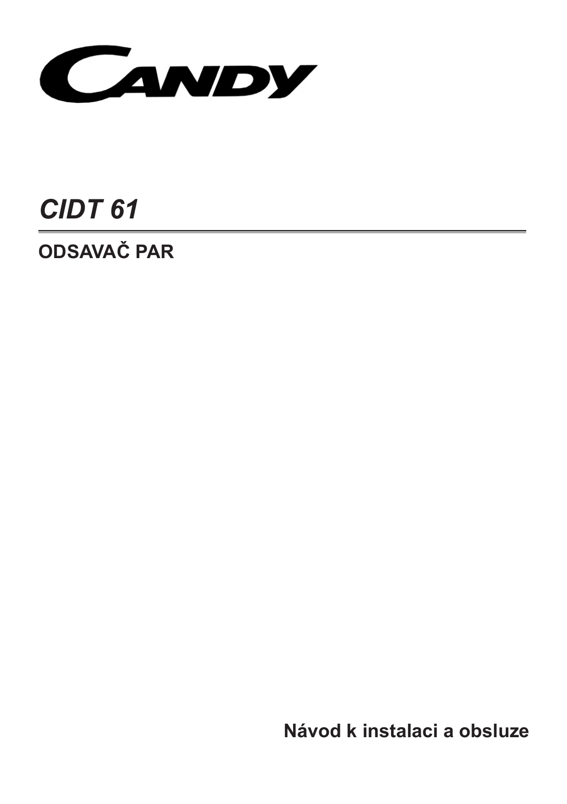 Candy CIDT 61 X User Manual