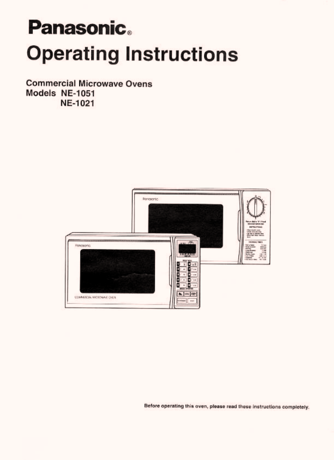 Panasonic NE-1021, NE-1051 User Manual