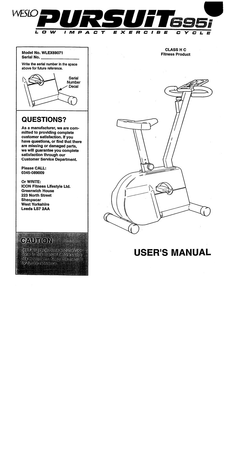 Weslo WLEX69071 Owner's Manual