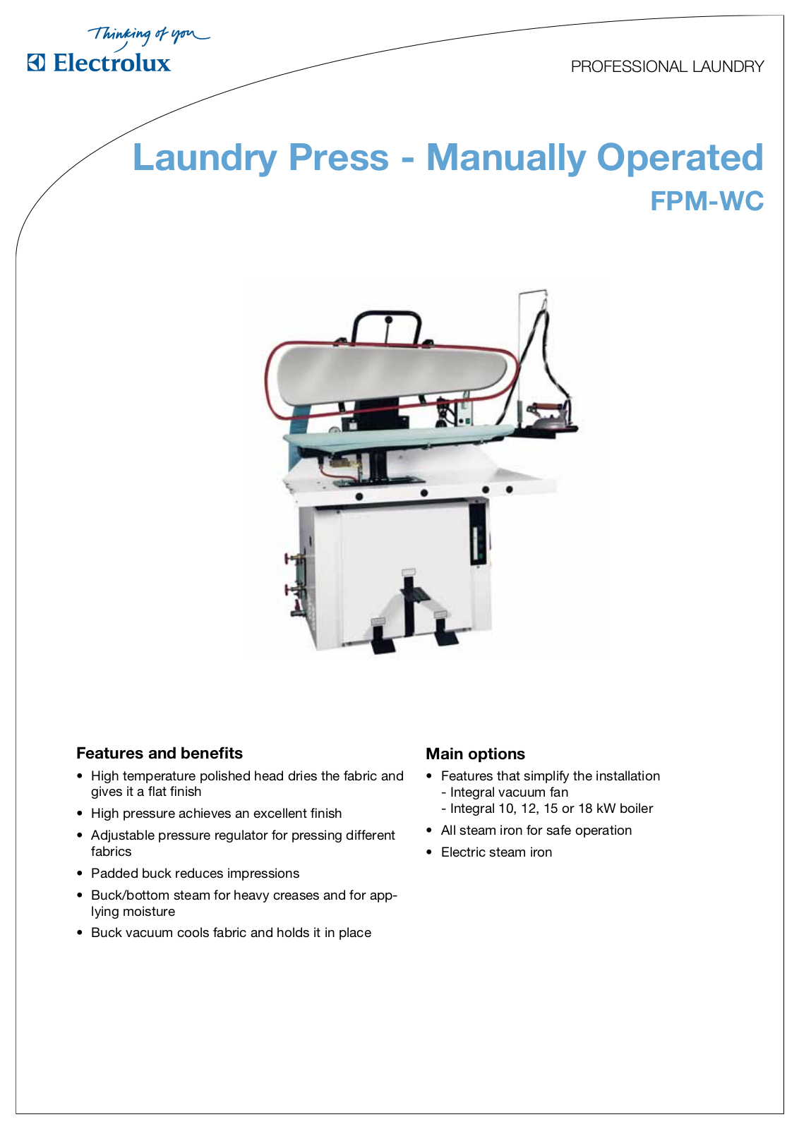 Electrolux FPM-WC DATASHEET