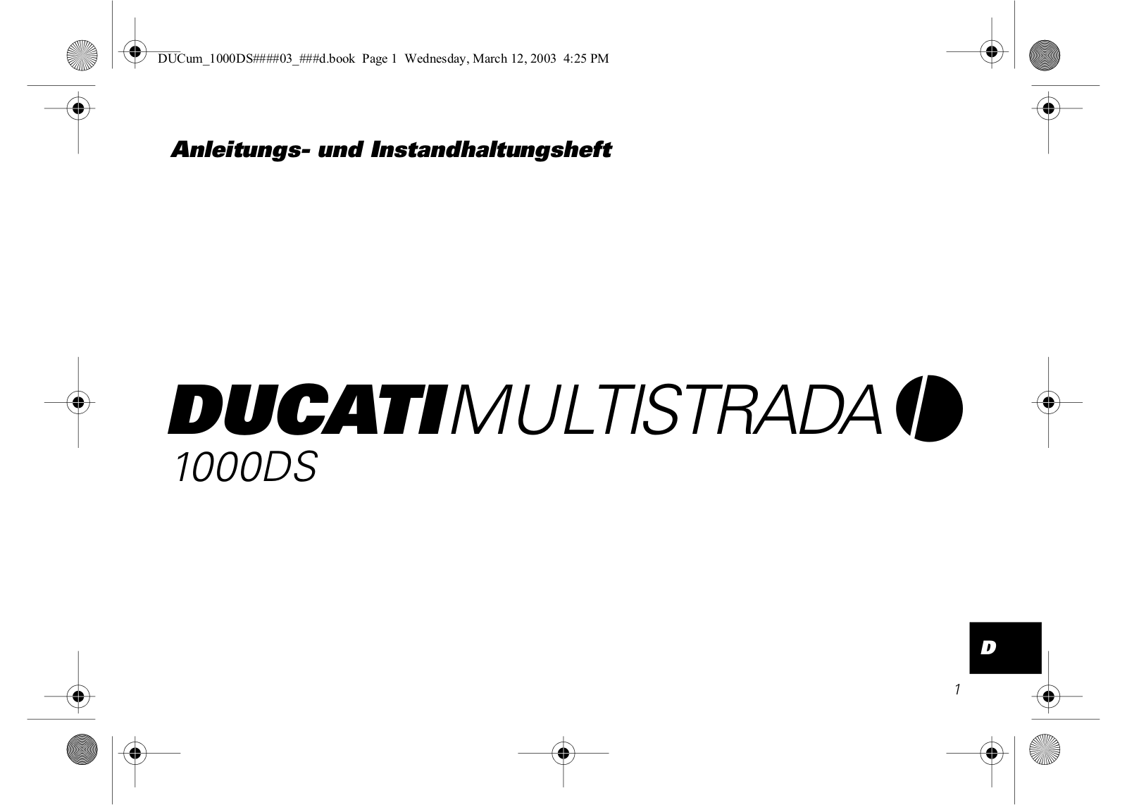 Ducati Multistrada 1000 DS User Manual