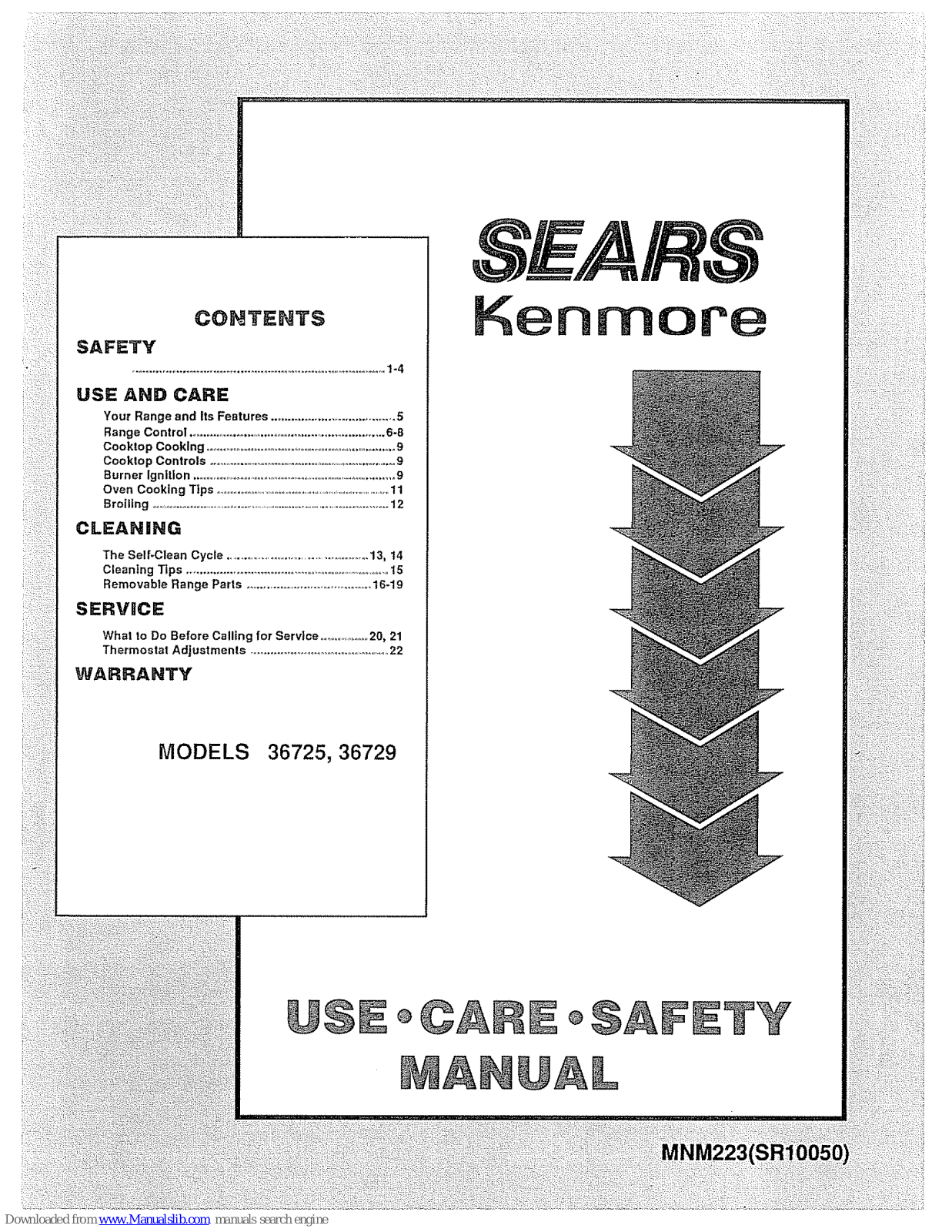 Kenmore 36725, 36729 Use, Care, Safety Manual - ManualMachine.com